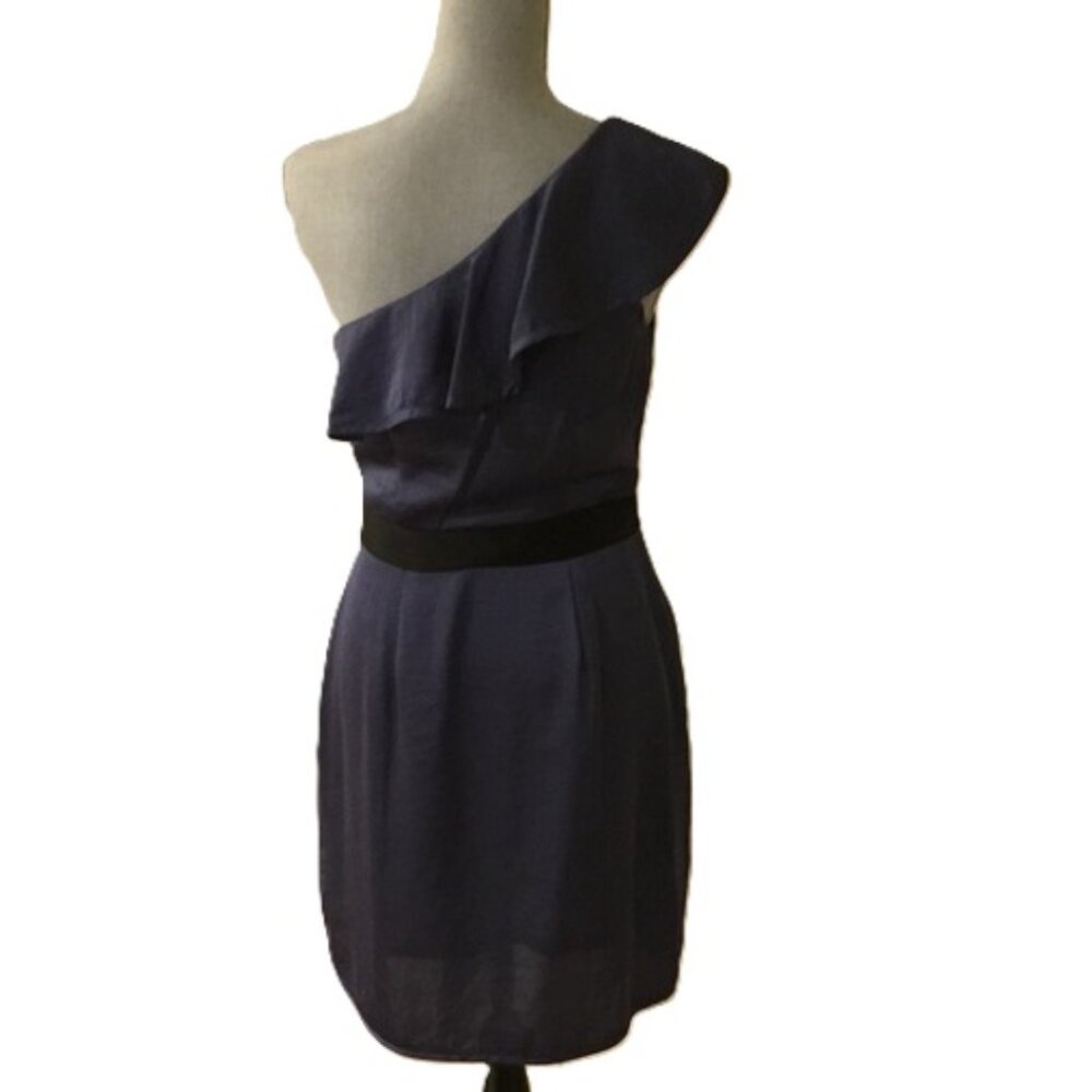 BCBGeneration Blue Smoke Sexy One Shoulder Party Dress w/Ruffle Sz-8 NWT $128.00 - Picture 3 of 9